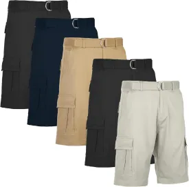 5-Pack Men's Cotton Flex Stretch Cargo Shorts with Belt (Sizes, 30-42)