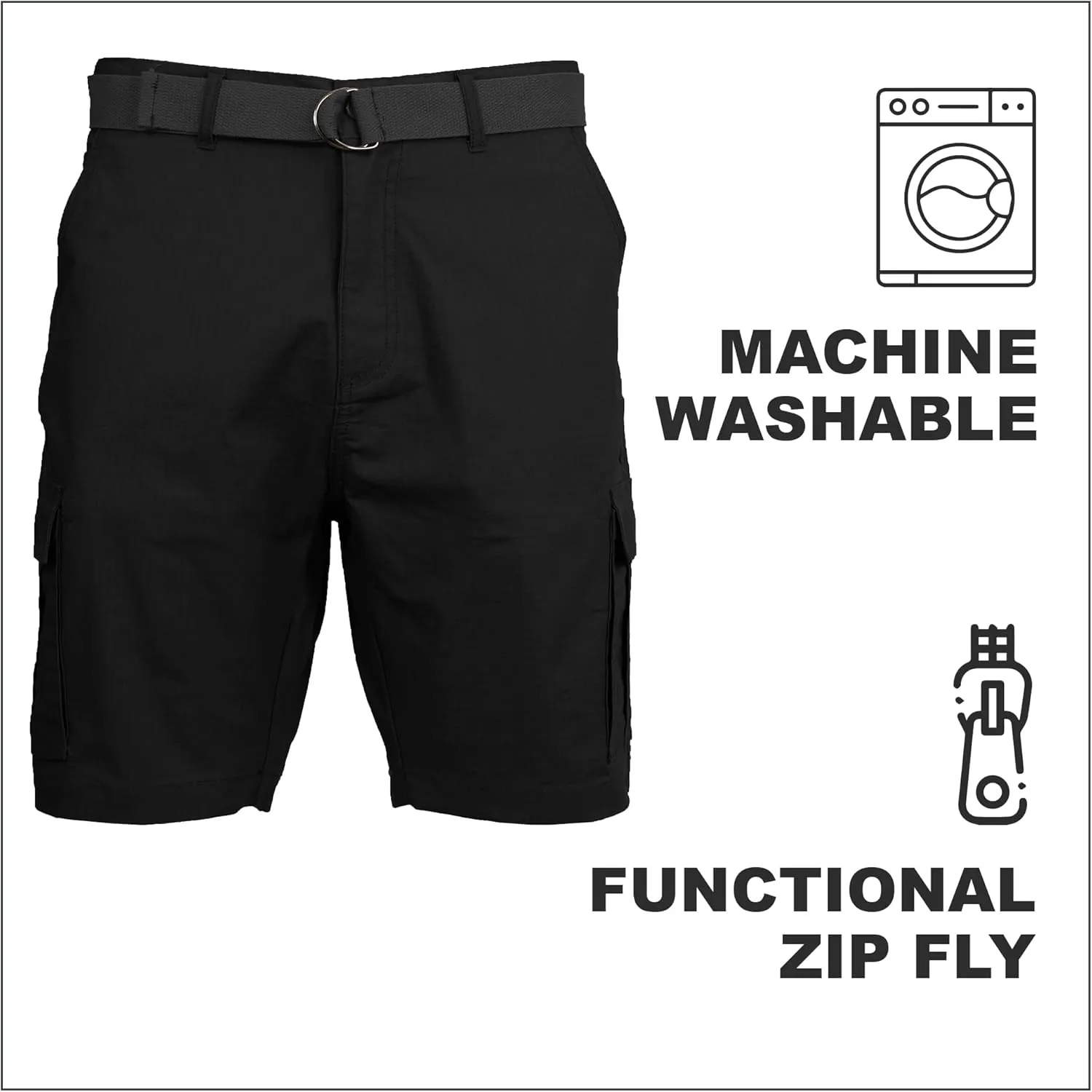 5-Pack Men's Cotton Flex Stretch Cargo Shorts with Belt (Sizes, 30-42)