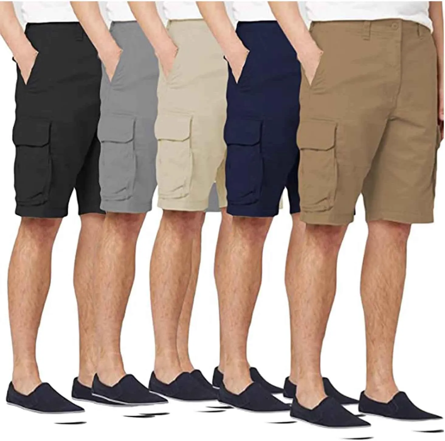 5-Pack Men's Cotton Flex Stretch Cargo Shorts with Belt (Sizes, 30-42)
