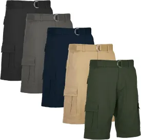 5-Pack Men's Cotton Flex Stretch Cargo Shorts with Belt (Sizes, 30-42)