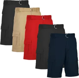 5-Pack Men's Cotton Flex Stretch Cargo Shorts with Belt (Sizes, 30-42)