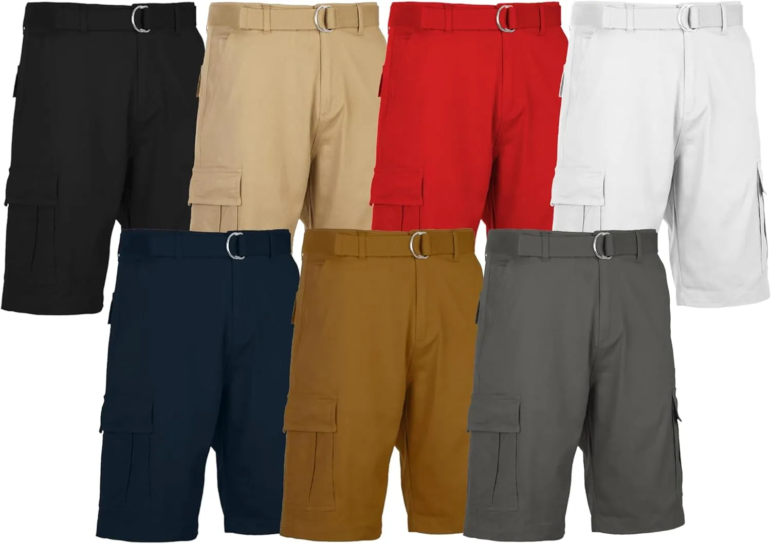 5-Pack Men's Cotton Flex Stretch Cargo Shorts with Belt (Sizes, 30-42)