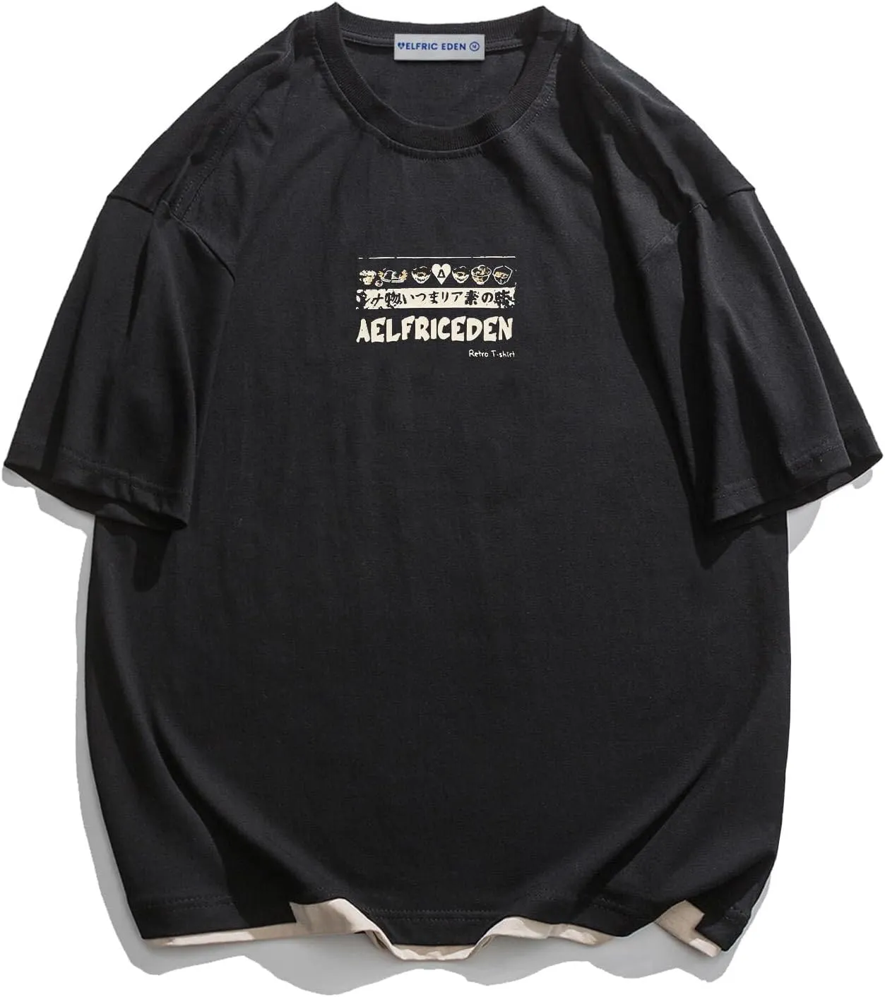 Aelfric Eden Mens 90s Vintage Oversized Shirts Unisex Harajuku T Shirt Print Graphic Tees Casual Summer Streetwear Top