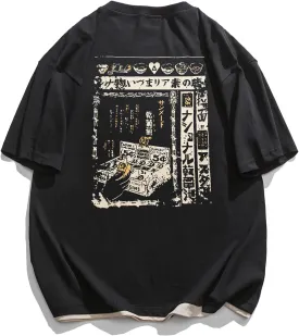 Aelfric Eden Mens 90s Vintage Oversized Shirts Unisex Harajuku T Shirt Print Graphic Tees Casual Summer Streetwear Top