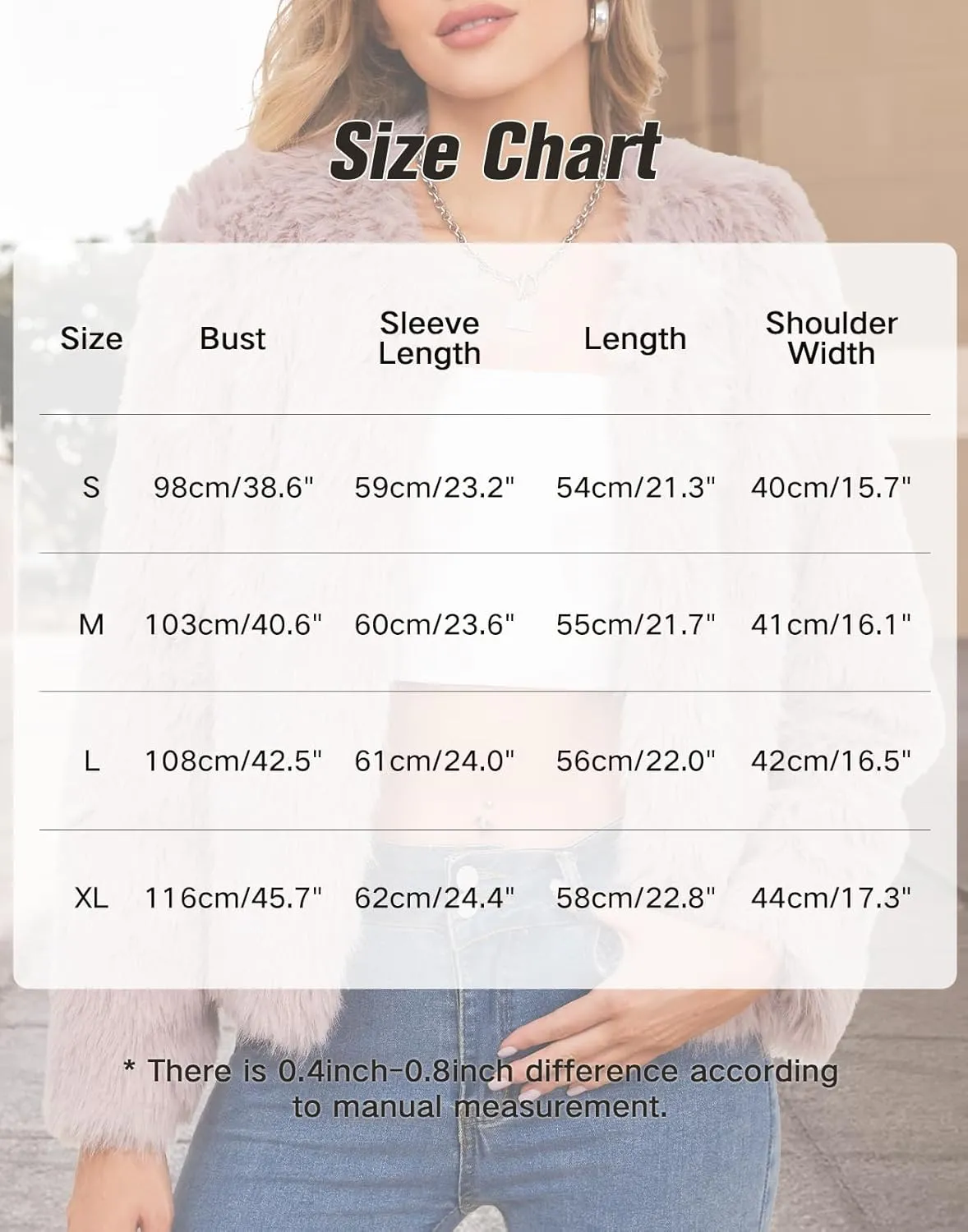 American Trends Womens Fleece Cropped Jacket Faux Fur Coats Long Sleeve Shaggy Warm Winter Clothes