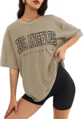 ATHMILE Womens Oversized T Shirts Loose Fit Crewneck Short Sleeve Tops Summer Casual Blouse Y2K 2025 Basic Tee Beach