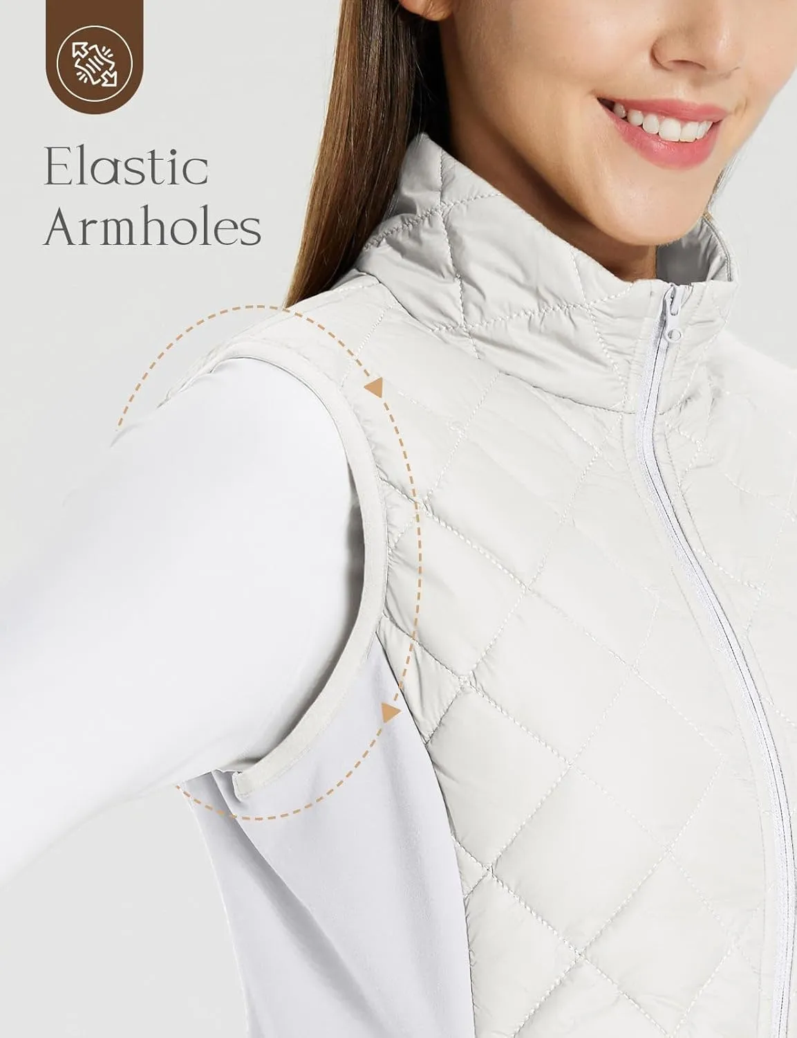 baleaf Women's Puffer Vest Lightweight Winter Warm Stand Collar Quilted Vests Water Resistant Zip Pockets
