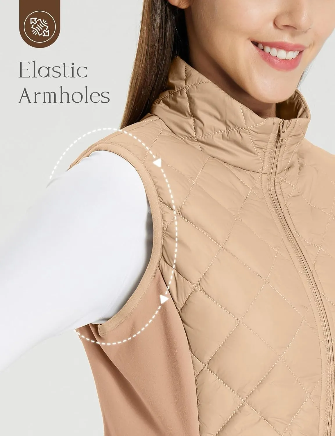 baleaf Women's Puffer Vest Lightweight Winter Warm Stand Collar Quilted Vests Water Resistant Zip Pockets