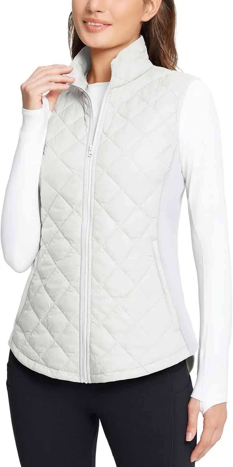 baleaf Women's Puffer Vest Lightweight Winter Warm Stand Collar Quilted Vests Water Resistant Zip Pockets