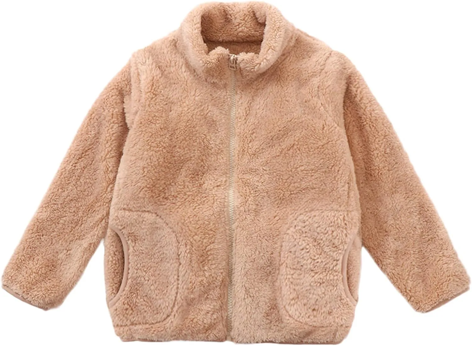 Boys Girls Fuzzy Fleece Jacket Winter Coat Sherpa Fleece Sweatshirt Fall Teddy Coat Kids Lightweight Windproof Jacket