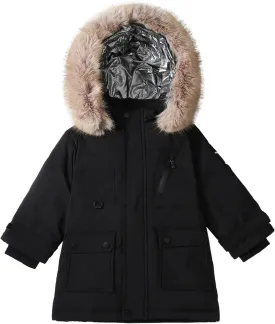Boys Girls Long Winter Coat for Kids Insulated Parka with Faux Fur Collar Hooded Puffer Jacket Thick Warm Padded Coat