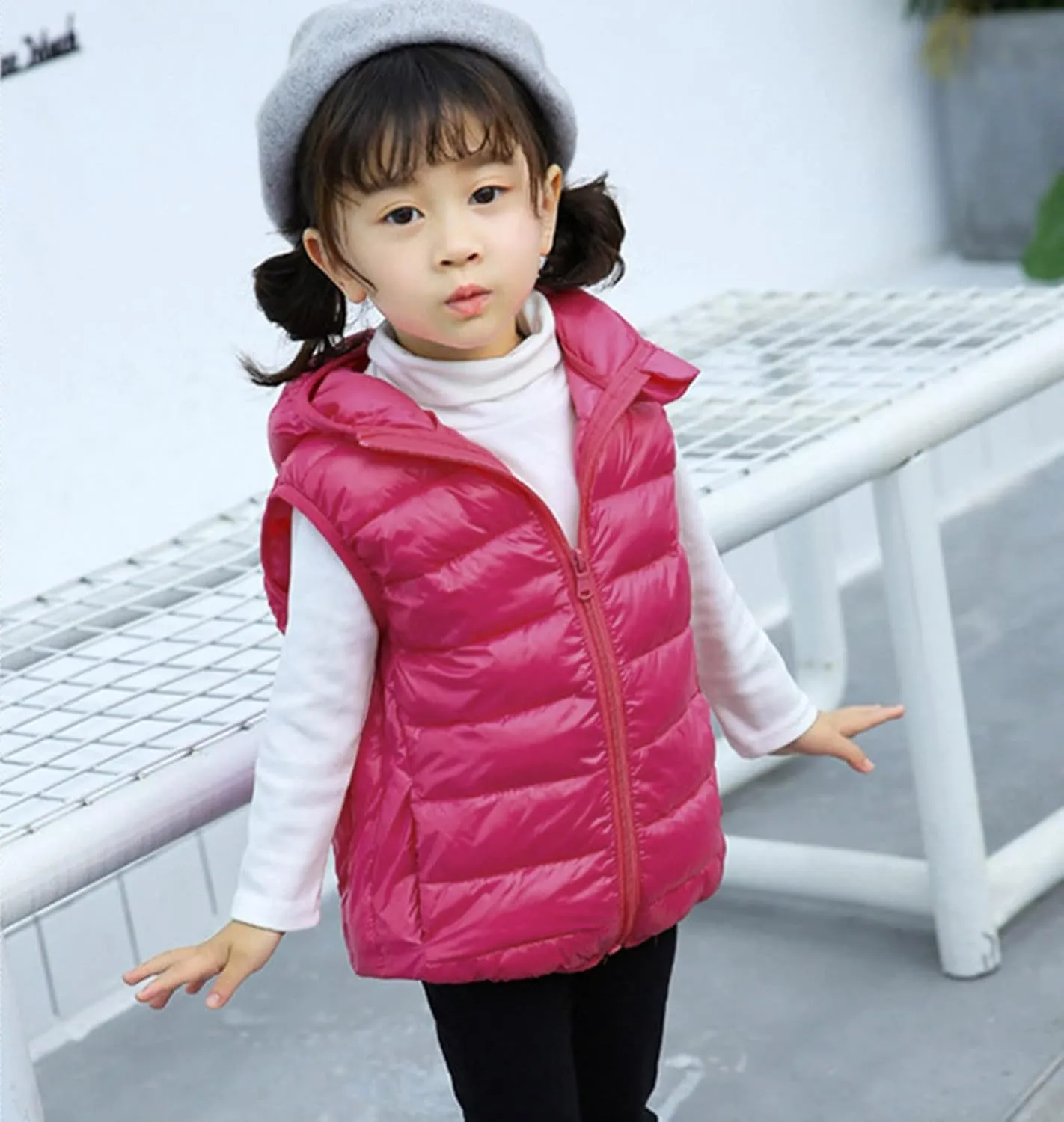 Boys Girls Puffer Vest Toddler Sleeveless Winter Coat Zip Up Lightweight Warm Hooded Gilet Quilted Down Jacket Vest