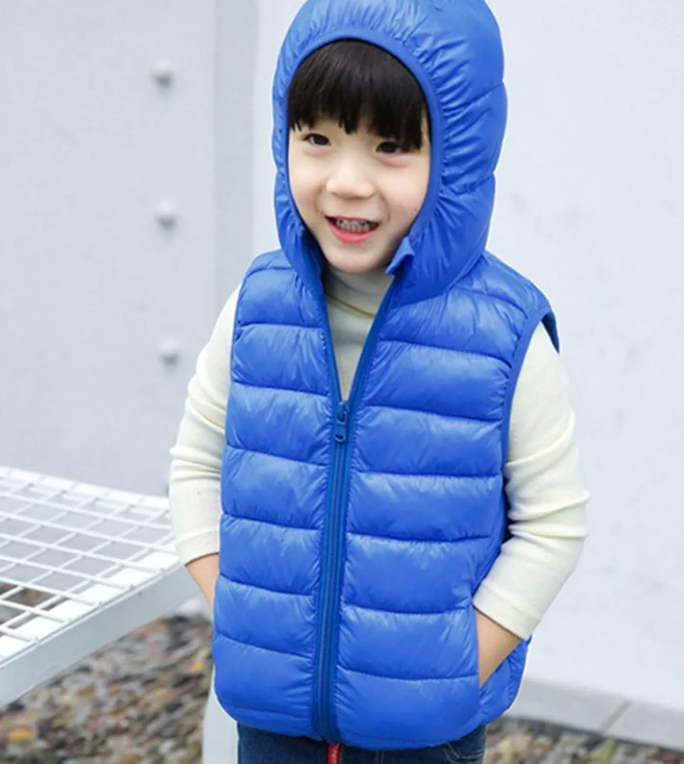 Boys Girls Puffer Vest Toddler Sleeveless Winter Coat Zip Up Lightweight Warm Hooded Gilet Quilted Down Jacket Vest