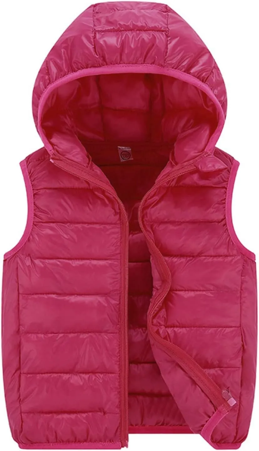 Boys Girls Puffer Vest Toddler Sleeveless Winter Coat Zip Up Lightweight Warm Hooded Gilet Quilted Down Jacket Vest