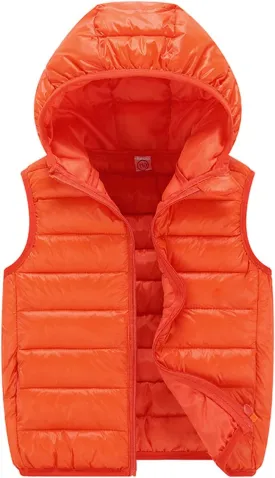 Boys Girls Puffer Vest Toddler Sleeveless Winter Coat Zip Up Lightweight Warm Hooded Gilet Quilted Down Jacket Vest