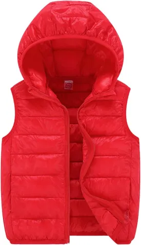 Boys Girls Puffer Vest Toddler Sleeveless Winter Coat Zip Up Lightweight Warm Hooded Gilet Quilted Down Jacket Vest