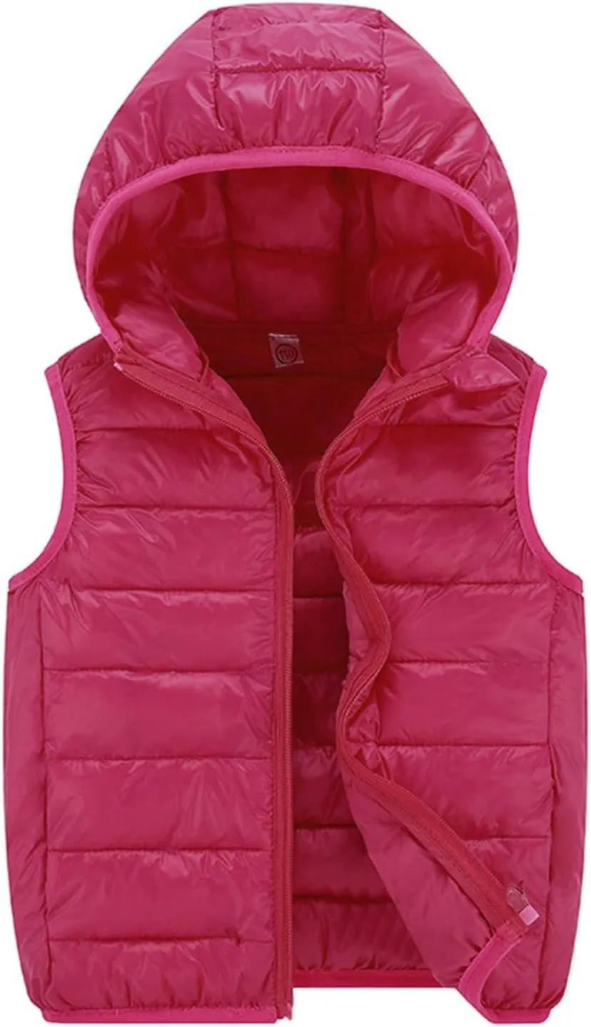 Boys Girls Puffer Vest Toddler Sleeveless Winter Coat Zip Up Lightweight Warm Hooded Gilet Quilted Down Jacket Vest