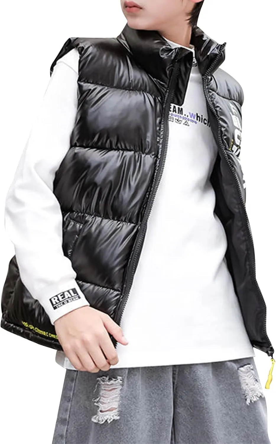 Boys Girls Puffer Vest Winter Coat Warm Lightweight Toddler Vest Outerwear High Neck Cute Sleeveless Down Jacket