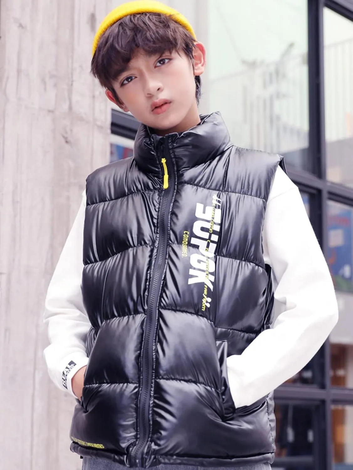 Boys Girls Puffer Vest Winter Coat Warm Lightweight Toddler Vest Outerwear High Neck Cute Sleeveless Down Jacket