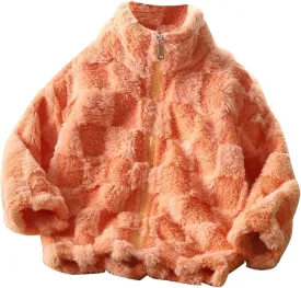 Boys Girls Sherpa Fleece Jacket Full-Zip Fuzzy Fleece Sweatshirt Kids Toddler Windproof Coat Ultra Soft Winter Coat
