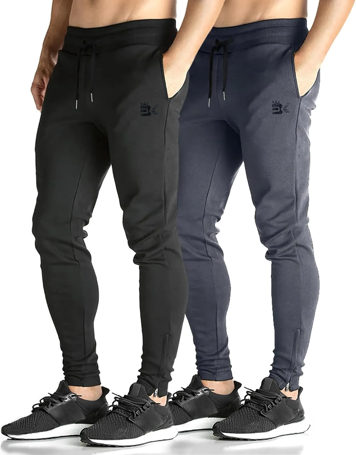 BROKIG Mens Zip Joggers Pants - Casual Gym Workout Track Pants Comfortable Slim Fit Tapered Sweatpants with Pockets