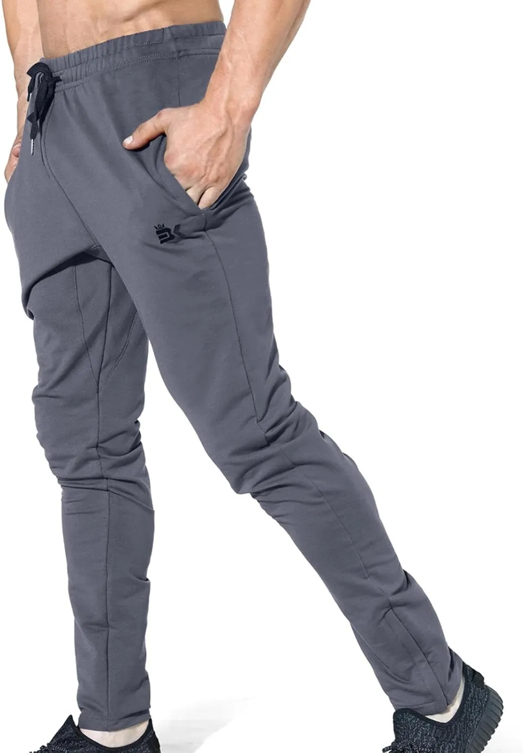BROKIG Mens Zip Joggers Pants - Casual Gym Workout Track Pants Comfortable Slim Fit Tapered Sweatpants with Pockets