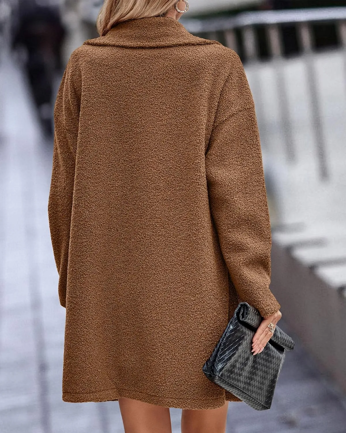 BTFBM Women 2025 Winter Faux Fur Coats Lapel Long Sleeve Fuzzy Fleece Outerwear Button Down Sherpa Jackets Fall Outfits
