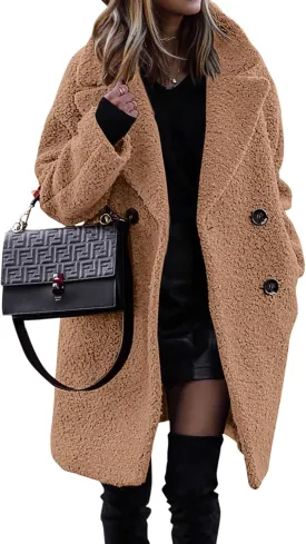 BTFBM Women 2025 Winter Faux Fur Coats Lapel Long Sleeve Fuzzy Fleece Outerwear Button Down Sherpa Jackets Fall Outfits