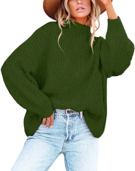 BWQ Women's 2024 Fall Oversized Pullover Sweaters Loose Casual Crewneck Long Sleeve Chunky Soft Cable Knit Blouse Tops