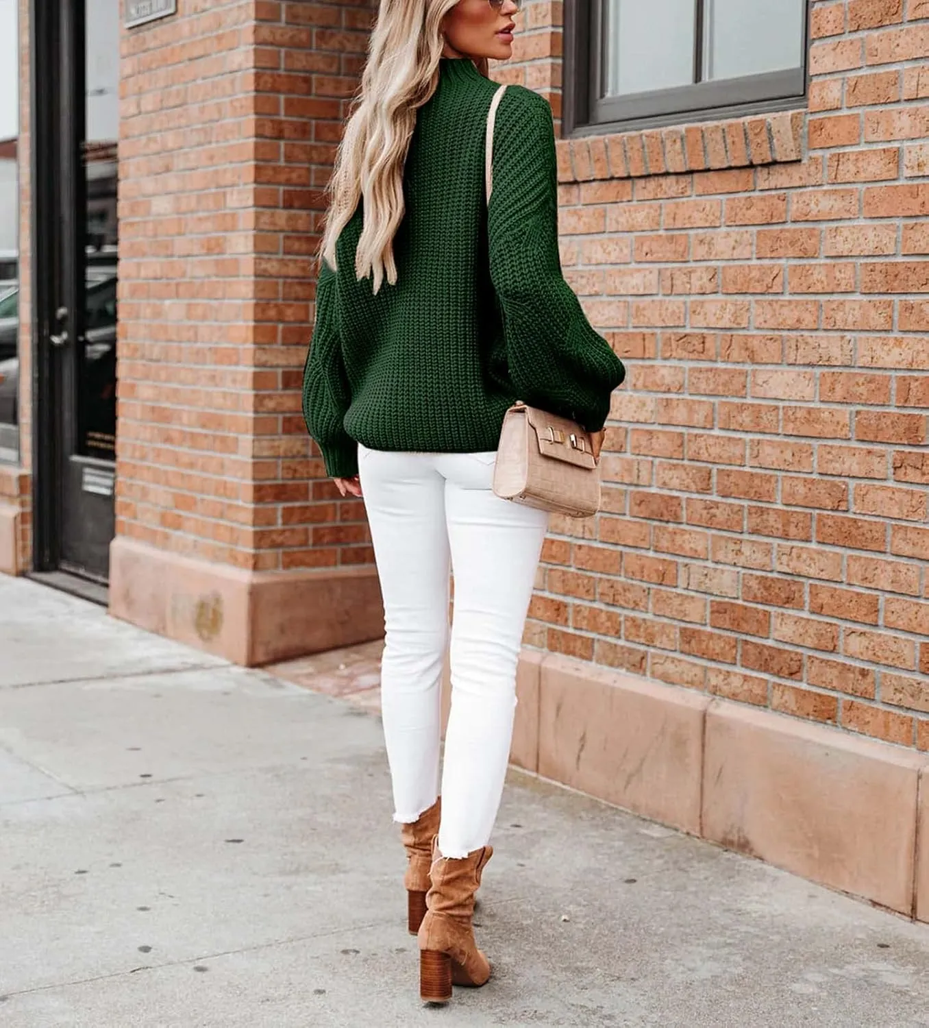 BWQ Women's 2024 Fall Oversized Pullover Sweaters Loose Casual Crewneck Long Sleeve Chunky Soft Cable Knit Blouse Tops