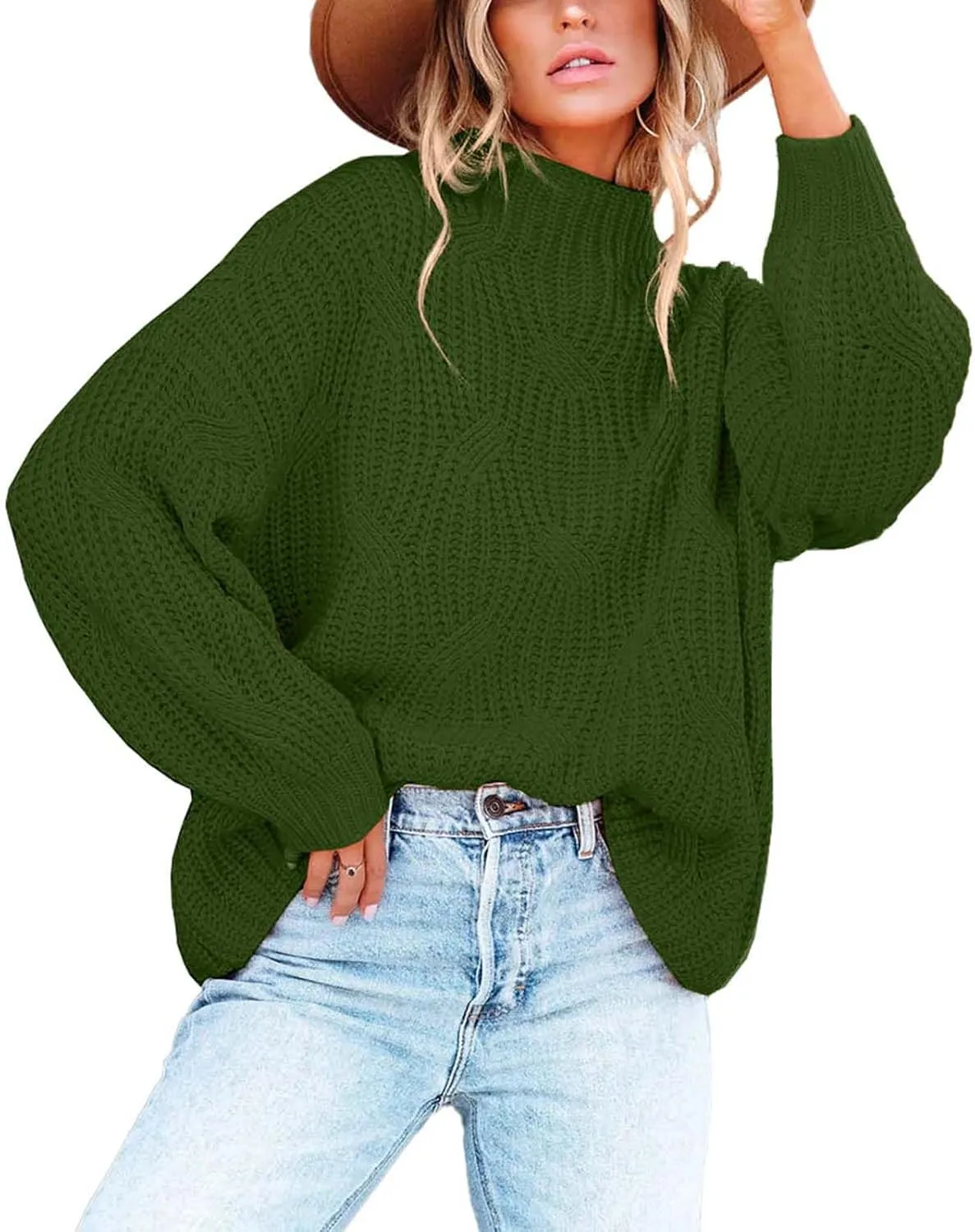BWQ Women's 2024 Fall Oversized Pullover Sweaters Loose Casual Crewneck Long Sleeve Chunky Soft Cable Knit Blouse Tops