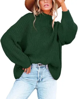 BWQ Women's 2024 Fall Oversized Pullover Sweaters Loose Casual Crewneck Long Sleeve Chunky Soft Cable Knit Blouse Tops