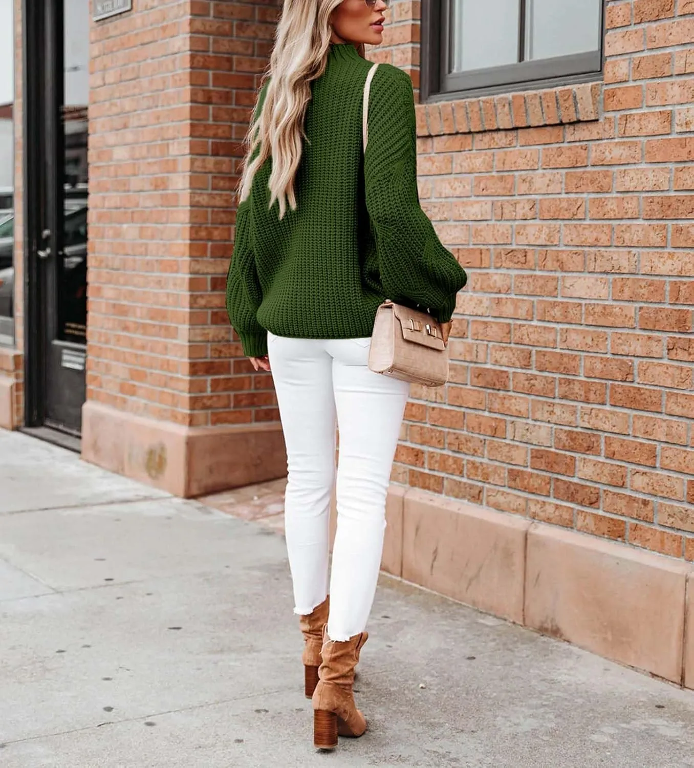 BWQ Women's 2024 Fall Oversized Pullover Sweaters Loose Casual Crewneck Long Sleeve Chunky Soft Cable Knit Blouse Tops