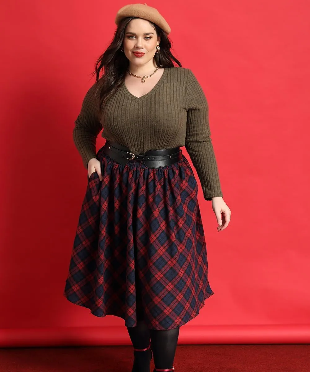 CARCOS Plus Size Midi/Mini Skirks for Women Solid/Star/Striped A Line Flowy High Waist Skirt XL-5XL