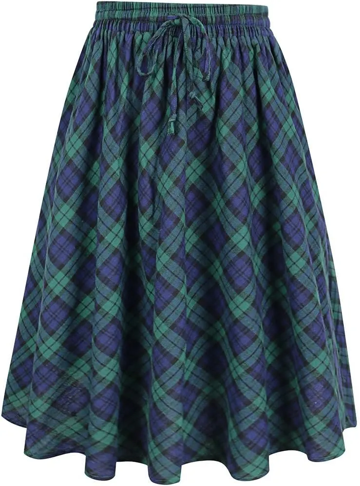 CARCOS Plus Size Midi/Mini Skirks for Women Solid/Star/Striped A Line Flowy High Waist Skirt XL-5XL