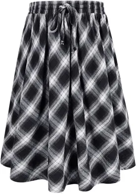 CARCOS Plus Size Midi/Mini Skirks for Women Solid/Star/Striped A Line Flowy High Waist Skirt XL-5XL