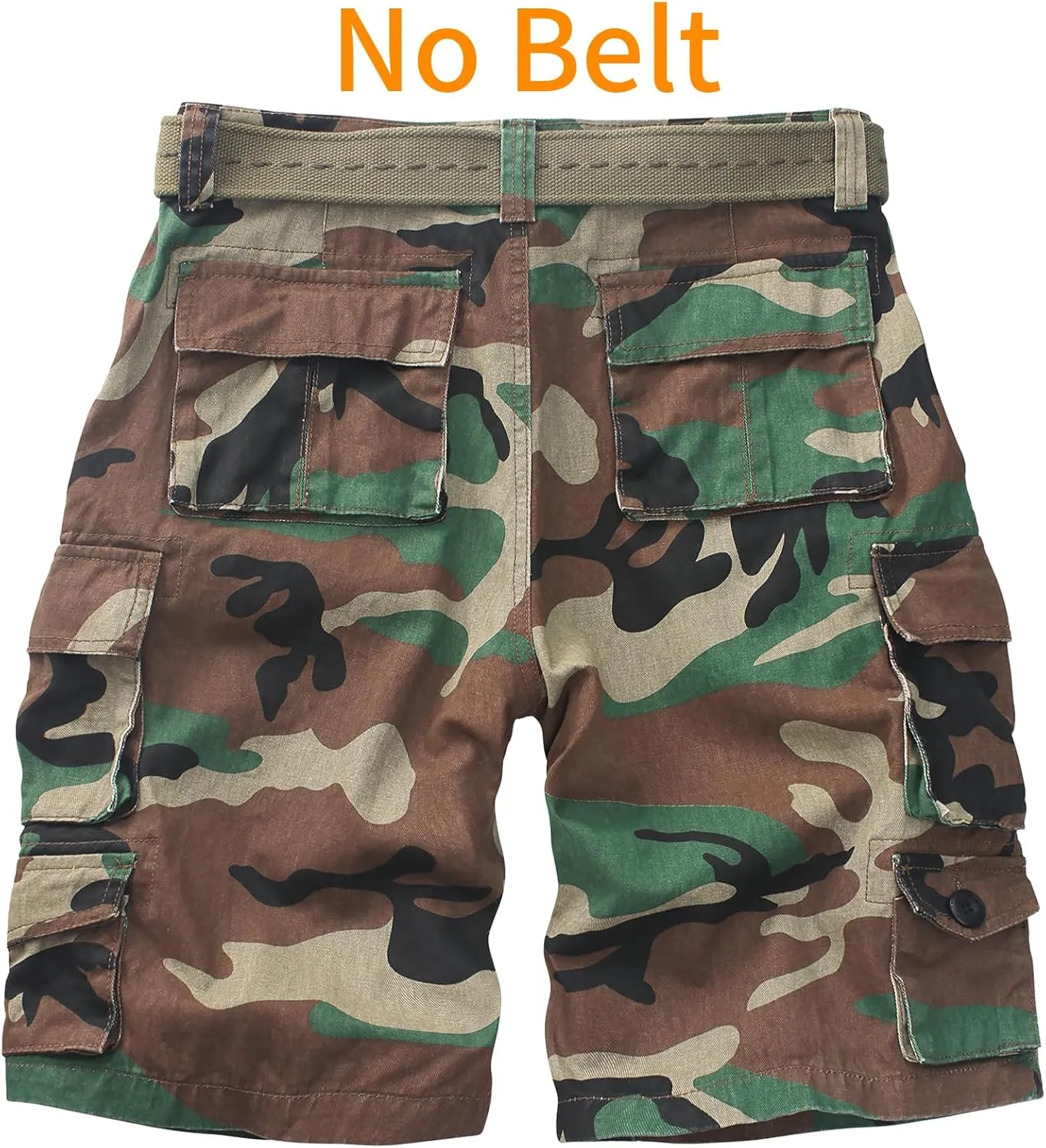 Cargo Short for Men Relaxed Fit Camo Outdoor Hiking Work Cotton Casual Shorts with 9 Pockets No Belt