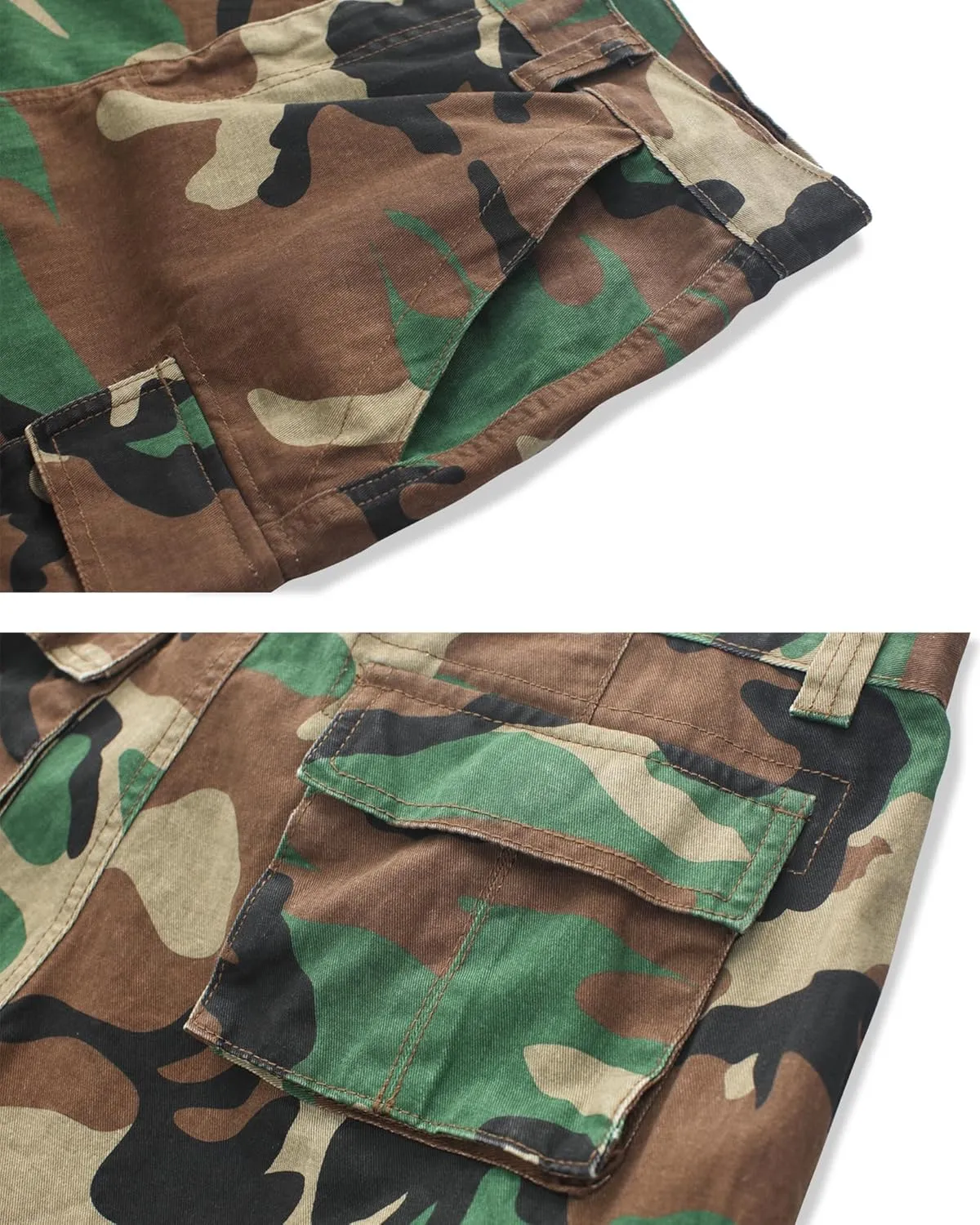 Cargo Short for Men Relaxed Fit Camo Outdoor Hiking Work Cotton Casual Shorts with 9 Pockets No Belt