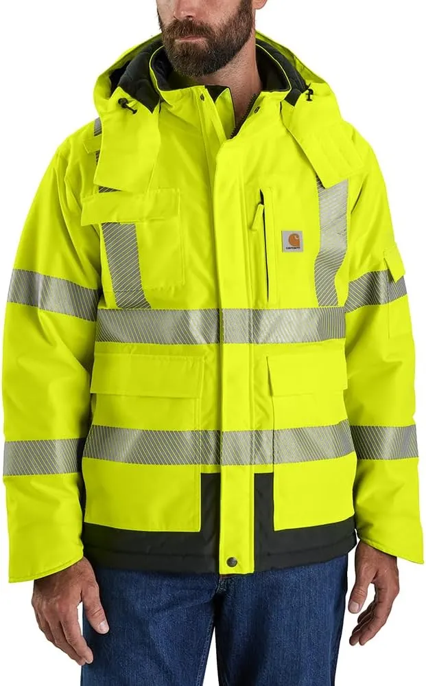 Carhartt Men's High-Visibility Waterproof Loose Fit Heavyweight Insulated Class 3 Jacket
