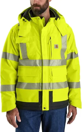 Carhartt Men's High-Visibility Waterproof Loose Fit Heavyweight Insulated Class 3 Jacket