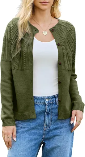 Dokotoo Cardigan Sweaters for Women 2024 Fall Outfits Long Sleeve Crochet Knit Sweaters