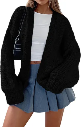 dowerme Women's Oversized Cardigan Casual Long Sleeve Open Front Drop Shoulder Cute Spring Sweaters Chunky Knit Outerwear