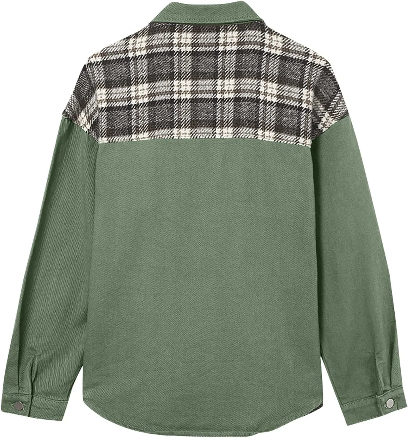 Fall Outfits for Women 2024 Oversized Plaid Denim Jacket Long Sleeve Button Down Shacket Jean Jacket with Pockets