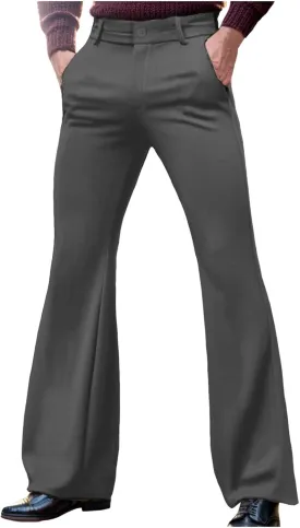 Fare Pants Men Corduroy Vintage Bell Bottom Pants 60s 70s Disco Outfits Stretch Slim Fitted Hippie Party Trousers
