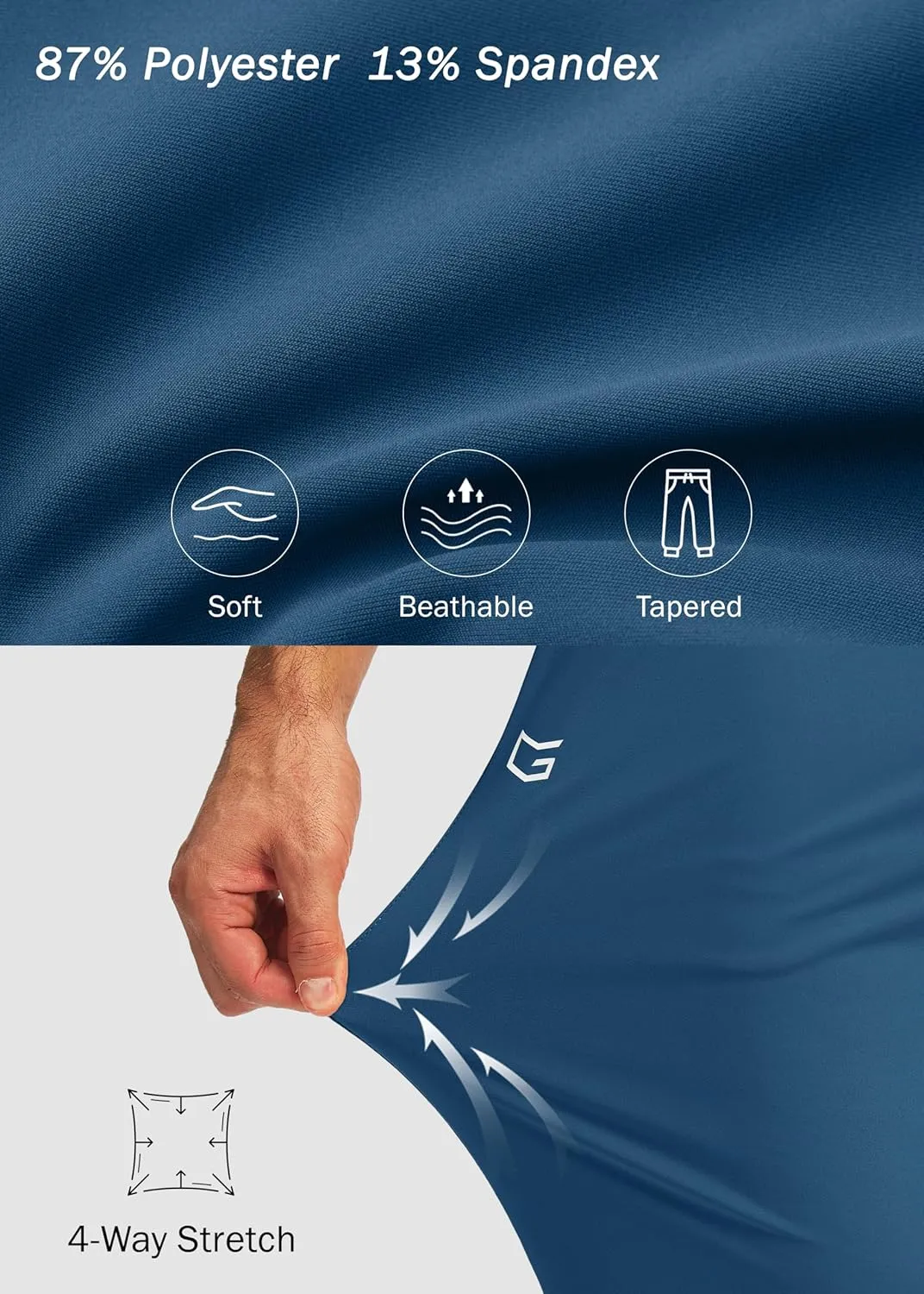 G Gradual Men's Joggers with Zipper Pockets Workout Track Pants Stretch Sweatpants for Men Athletic, Gym, Running