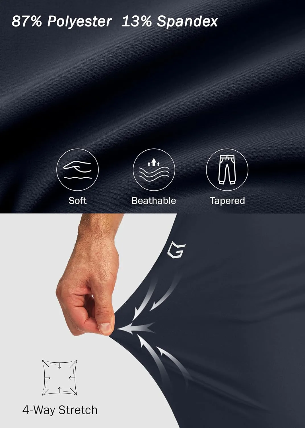 G Gradual Men's Joggers with Zipper Pockets Workout Track Pants Stretch Sweatpants for Men Athletic, Gym, Running