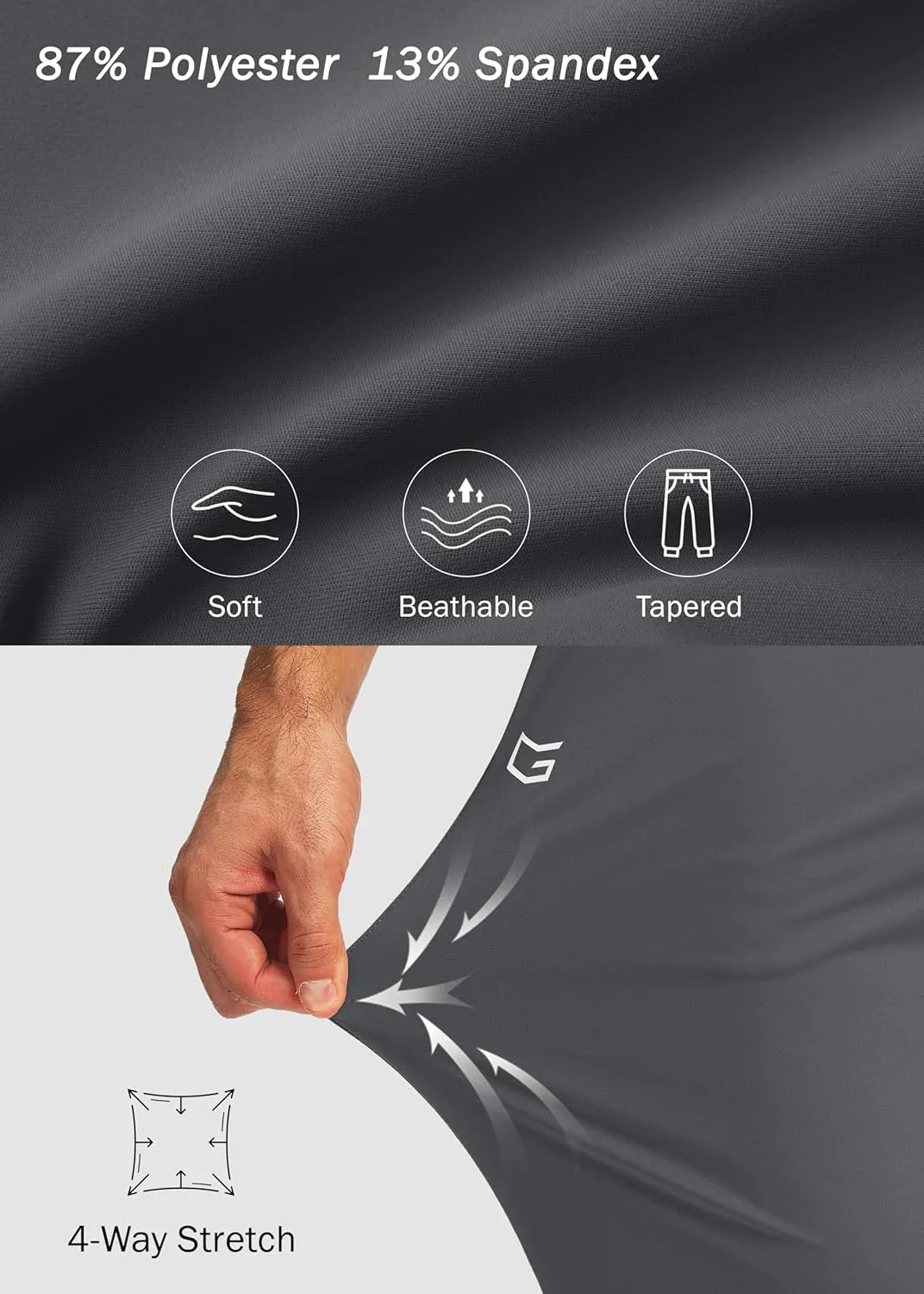 G Gradual Men's Joggers with Zipper Pockets Workout Track Pants Stretch Sweatpants for Men Athletic, Gym, Running
