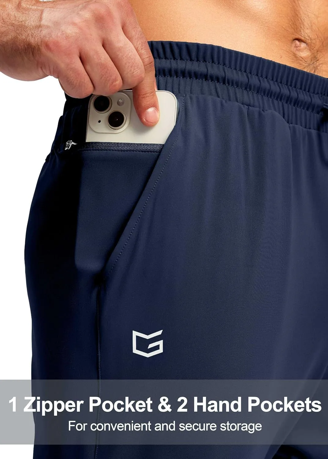 G Gradual Men's Sweatpants with Zipper Pocket Workout Athletic Track Pants Stretch Tapered Joggers for Gym Running Jogging