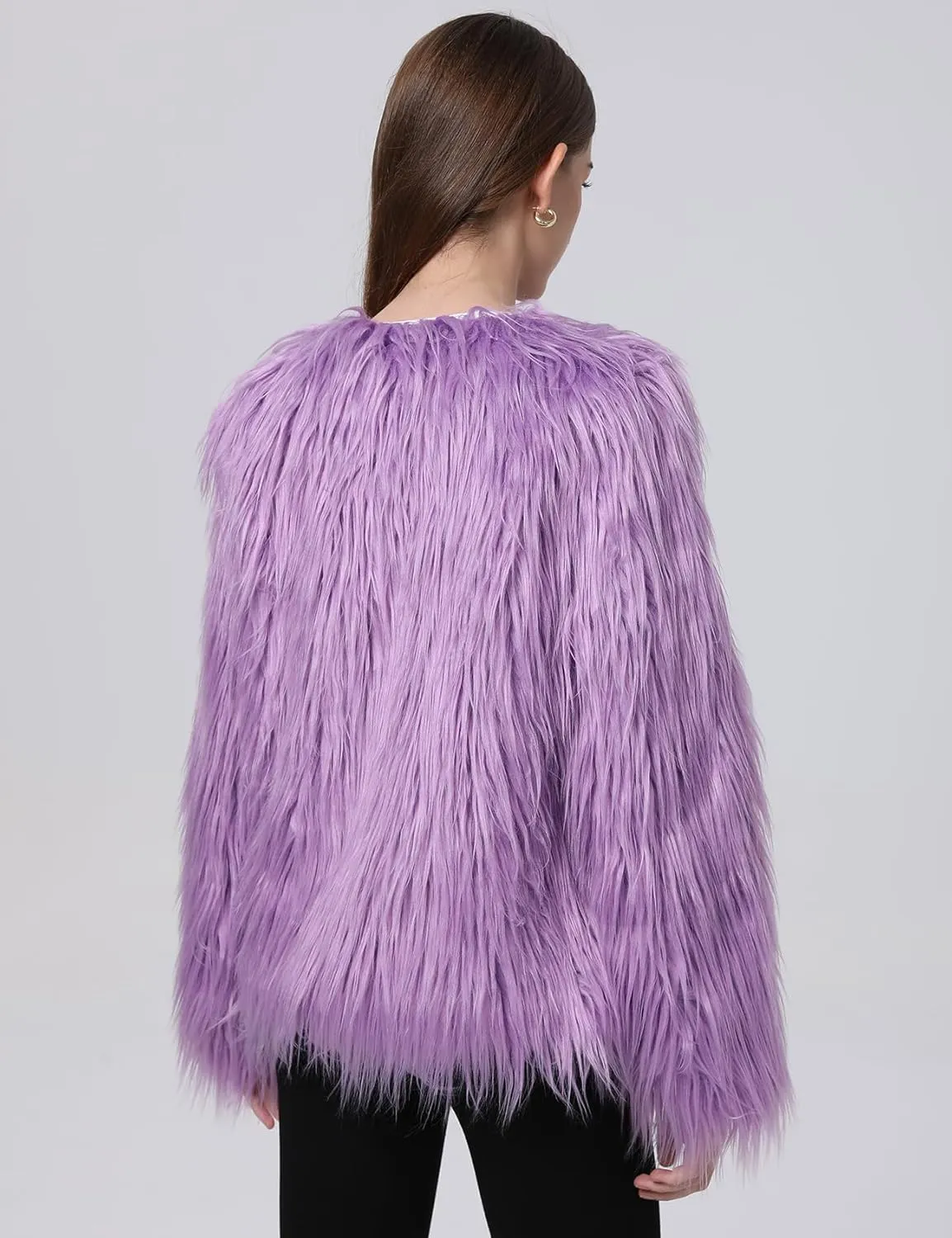 Gihuo Women' s Faux Fur Coat Open Front Furry Coats Long Sleeve Parka Shaggy Jacket 2024 Winter Cardigan Outerwear