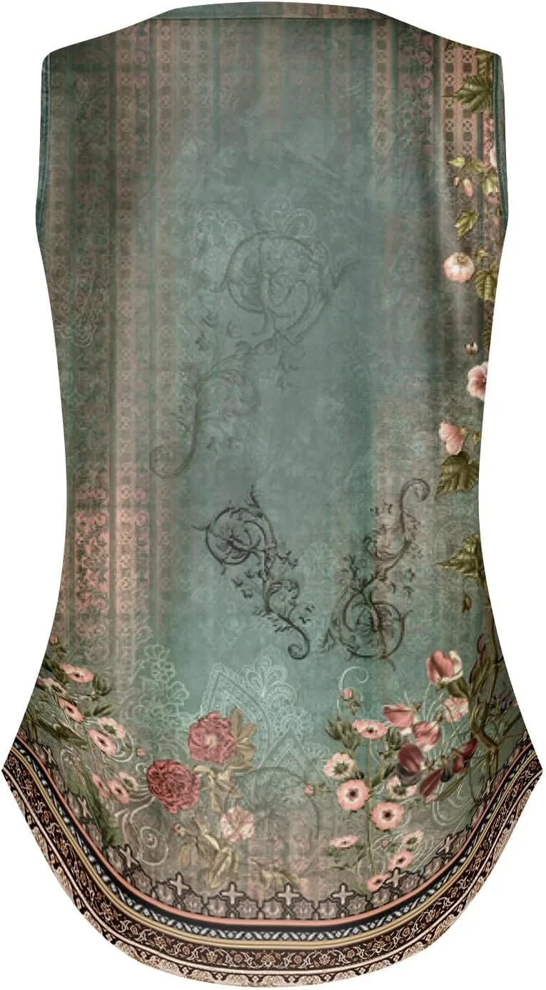 GOFULY Tank Top for Women Dressy V Neck Tops Loose Fit Sleeveless Floral Print Shirts Dressy Casual Summer 2025 Blouses